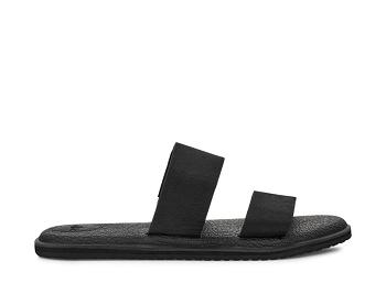 Tong Sanuk Yoga Gora Cuir Femme Noir | FR 8TCE